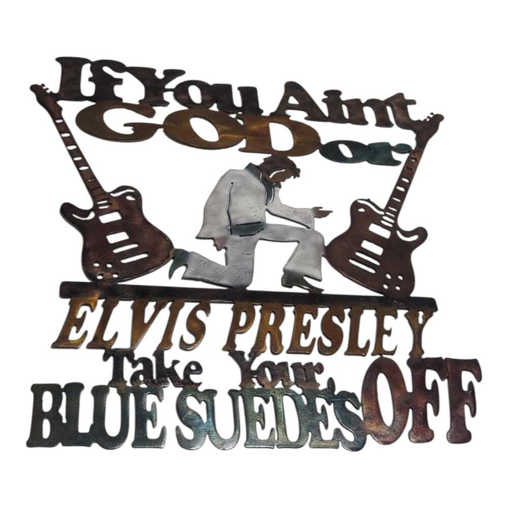 Elvis Presley Metal Wall Art Blue Suede Shoes Vintage Original‎ One Of A Kind